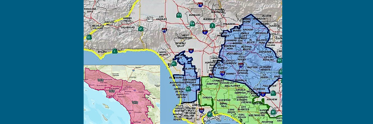 Southern California project map and red flag warning
