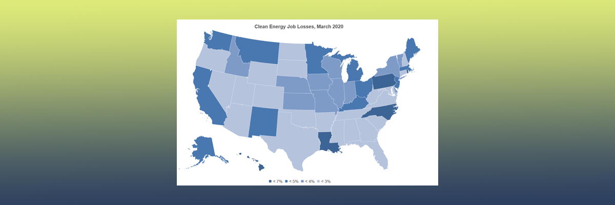 USA clean energy job losses March 2020