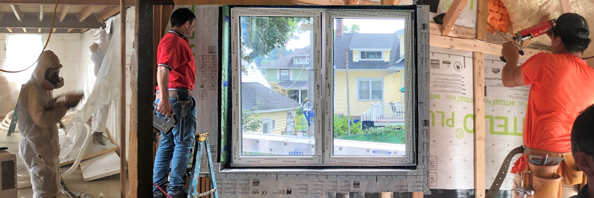 Energy Efficiency workers perform air-sealing and install windows, insulation