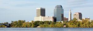 City skyline with river