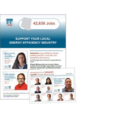 Arizona faces of energy efficiency fact sheet excerpt with representatives of the  42,000+ strong workforce pictured