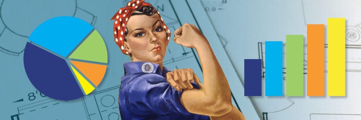 historic "Rosie the Riveter" shows her muscle for energy efficiency with fiberglass insulation and a blueprint background